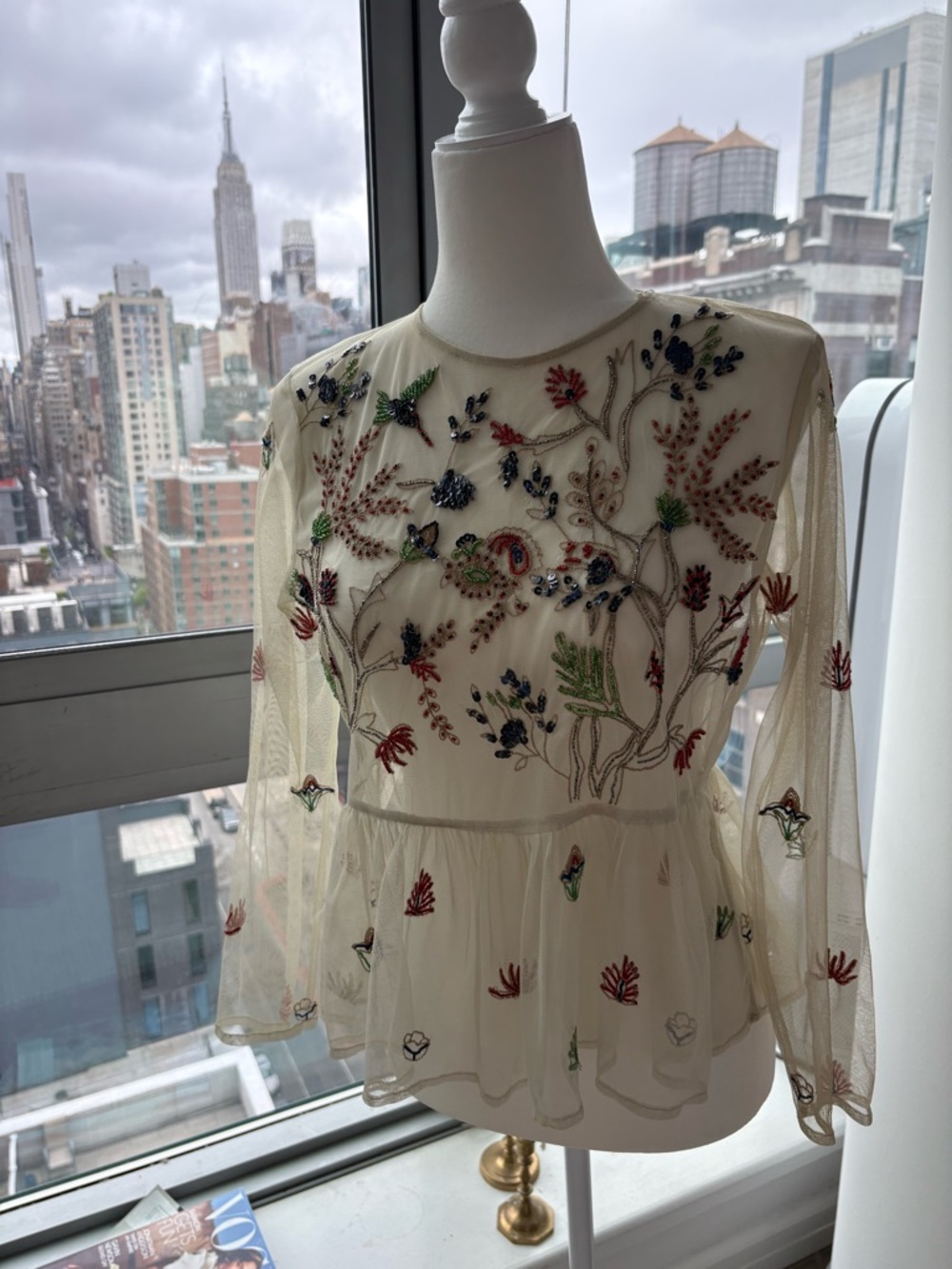 Embroidered Sheer Blouse